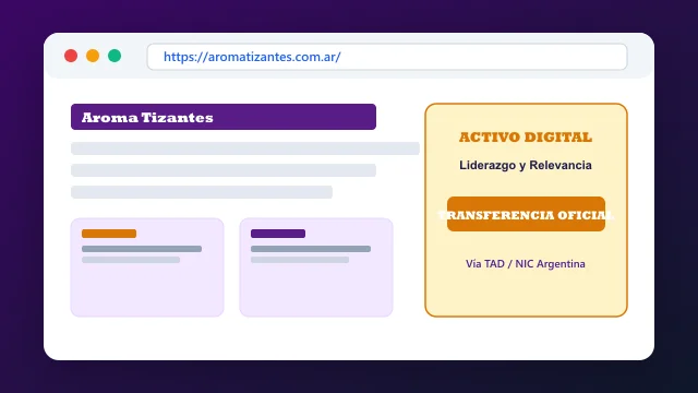 Vista del activo digital estratégico aromatizantes.com.ar y transferencia formal